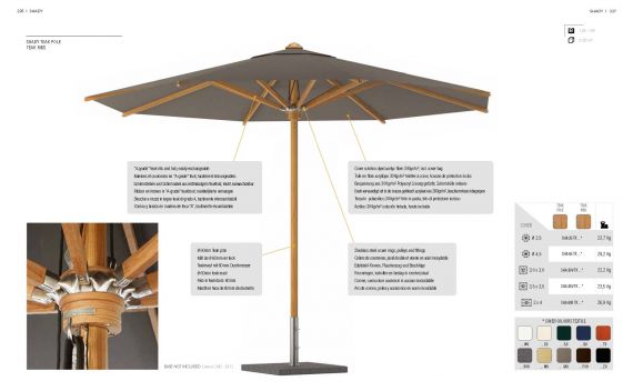 Garden Umbrella RB Teak pole & ribs