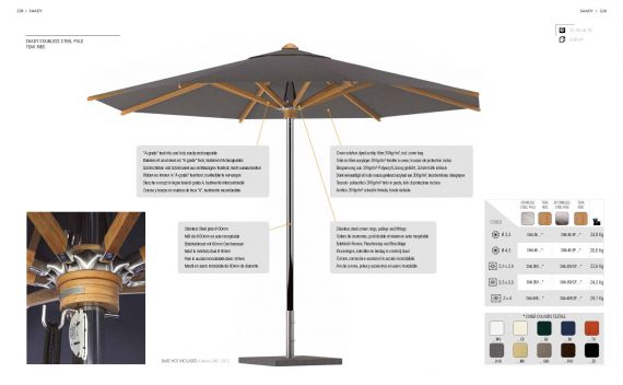 Garden Umbrella RB Stainless steel pole & teak ribs